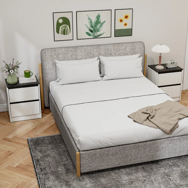 Nightstands Set of 2, Modern Bedside Tables with 2 Drawers, End Side Tables for Bedroom, White