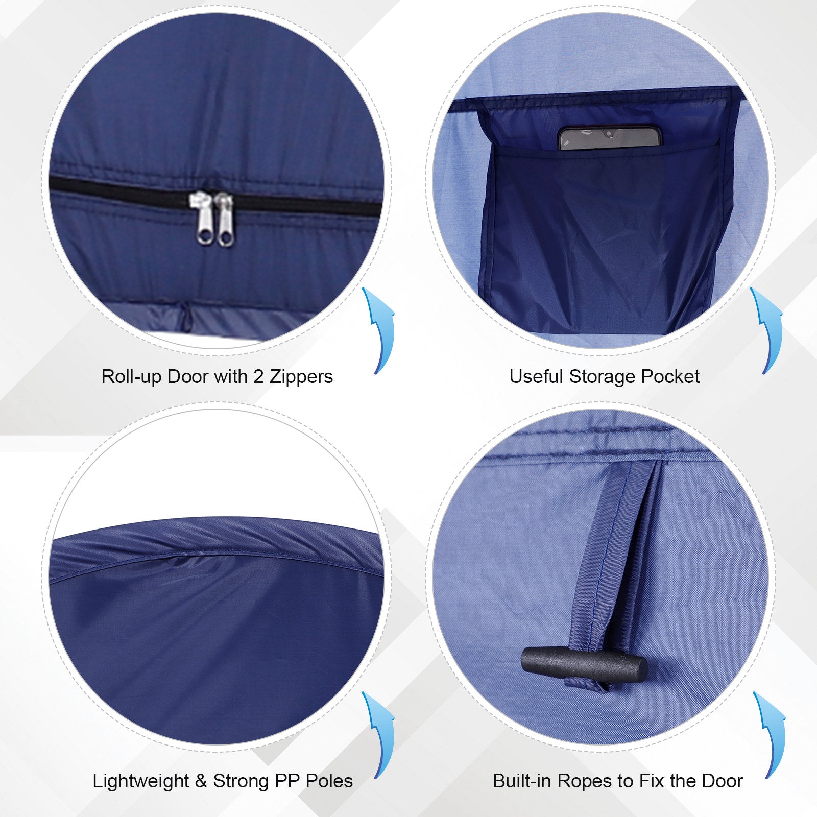 Outsunny Portable Pop Up Shower Tent Dressing Changing Room Privacy Shelter for Outdoor Camping Beach Toilet Blue 