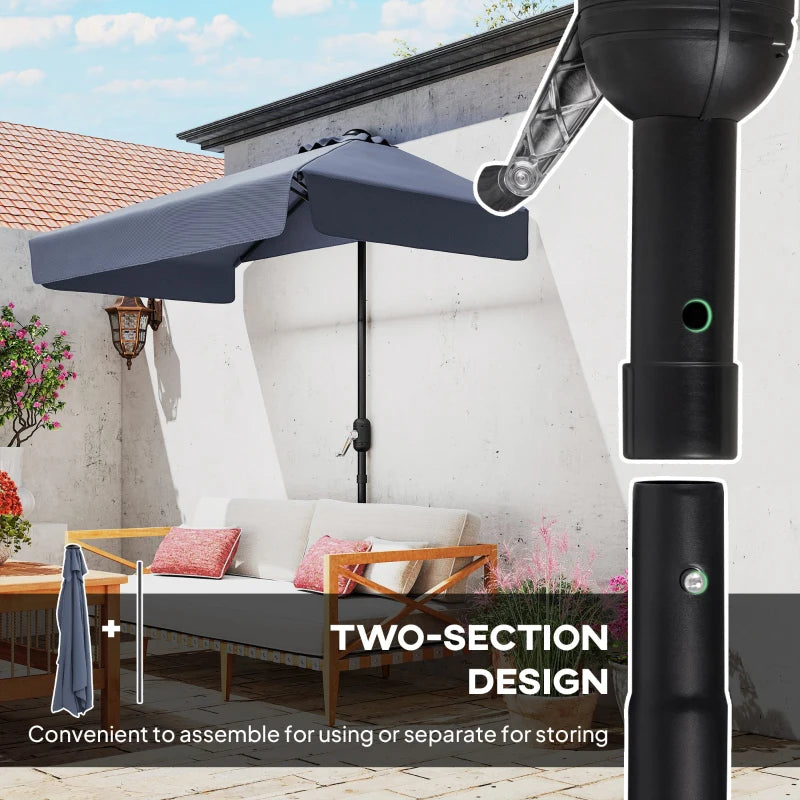 7.5ft Half Umbrella Semi Patio Parasol with Crank Handle, Top Vent for Garden, Balcony- NO BASE INCLUDED, Dark Blue