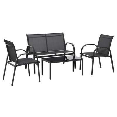 Outsunny 4-Piece Patio Furniture Set Garden Conversation Set with Loveseat, Single Chairs and Coffee Table 