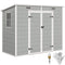 8' x 4' Resin Outdoor Storage Shed with Floor, Window, Lockable Doors and Vents for Backyard Patio Lawn, Light Grey
