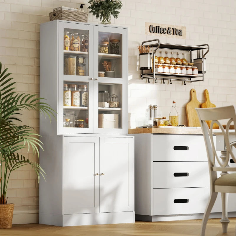71" Bookcase Storage Cabinet with Doors, Modern Tall Bookshelf with 2 Adjustable Shelves, Display Unit for Study, Living Room, Home Office, White