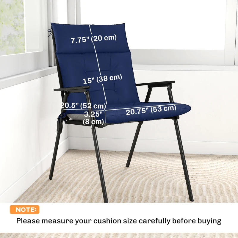 Patio Chair Cushions Set of 4, Waterproof Non-Slip Lounge Chair Cushions, 44"x21", Navy Blue