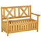 Outsunny Wooden Outdoor Storage Bench 2-Person Patio Bench with Louvered Side Panels and X-Shape Back for Garden, Patio, Natural
