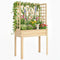 Wooden Raised Garden Bed with 3 Trellises, Outdoor Raised Planter with Drainage Holes
