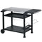 Outsunny Outdoor Grill Cart Table 3-Shelf, Foldable Side Table, Stainless Steel Top, Pizza Oven Stand, Mobile Kitchen Station