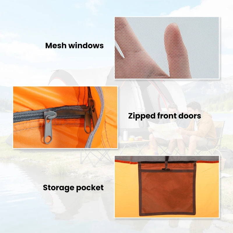 5-6 Person Family Tent, Outdoor Camping Tent with Lighting Hook, Carrying Bag for Camping, Hiking and Travelling Orange