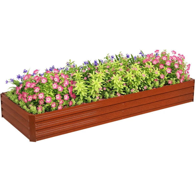 95" x 36" x 12" Galvanized Raised Garden Bed, Metal Elevated Planter Box for Growing Flowers, Herbs, Succulents, Brown