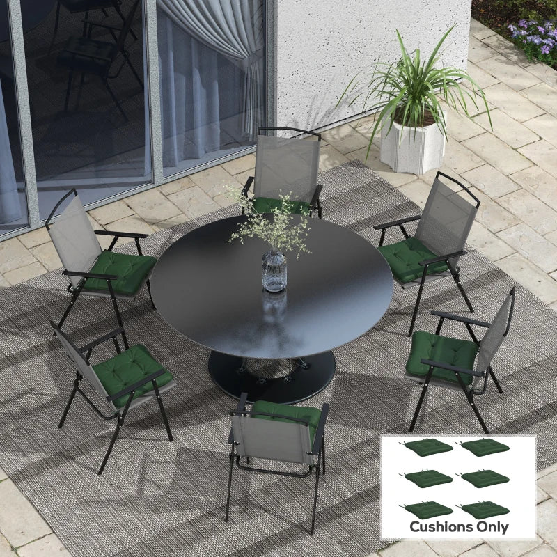 6-Piece Seat Cushion Replacement, Outdoor Patio Chair Cushions Set with Ties, Button Tufted, Dark Green
