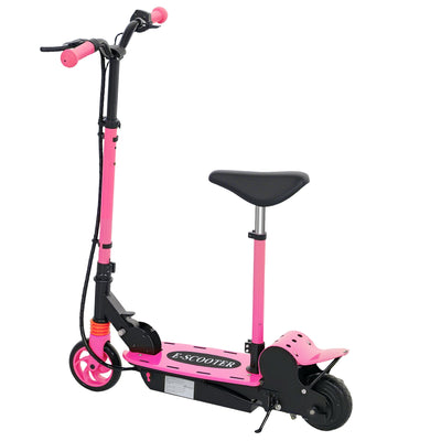 Soozier Foldable Electric Scooter for Kids Ages 6-14, with Seat and 2 Adjustable Heights, Max 6km Range & 12km/h, Pink 