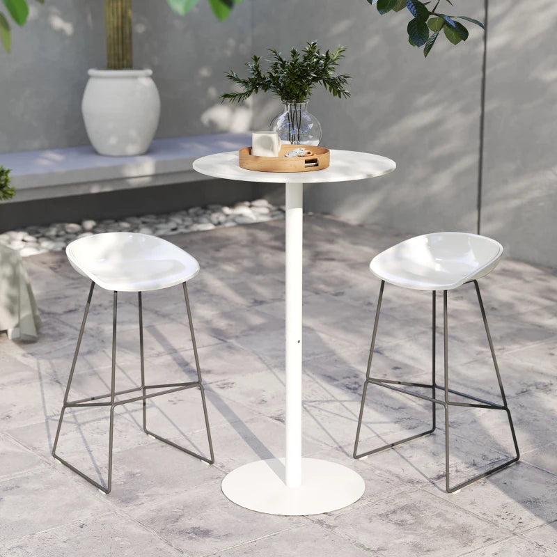 Round Bar Table for 2, Modern Pub Table with Steel Frame, Easy Assembly for Small Space Home Bar Cocktail Bistro, White