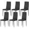 High Back Dining Chairs, Modern Upholstered Linen Fabric Accent Chairs with Metal Legs for Kitchen, Set of 6, Black