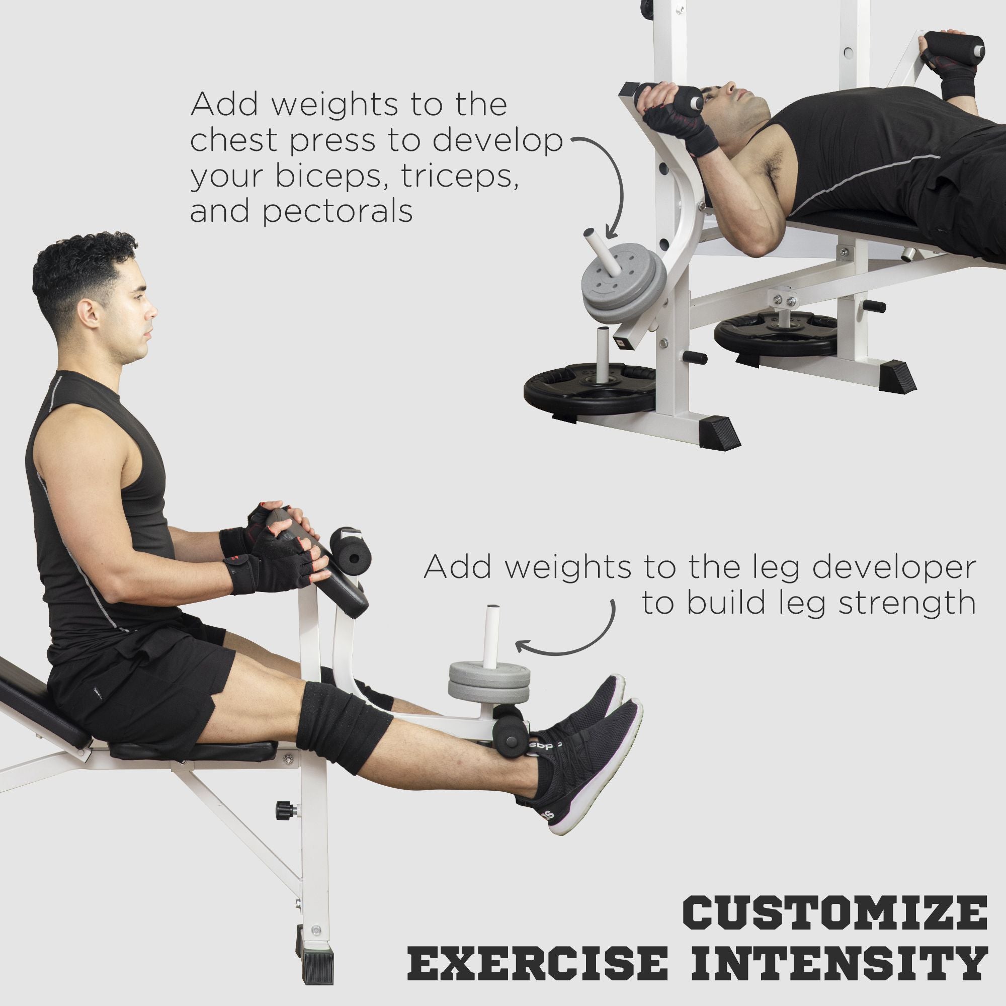 Soozier Adjustable Weight Bench Set with Squat Rack Preacher Curl Pad Leg Developer Butterfly Storage Home Gym 