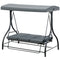 Outsunny Patio Swing Bed Convertible 3 Seater with Adjustable Canopy Cushions Dark Grey