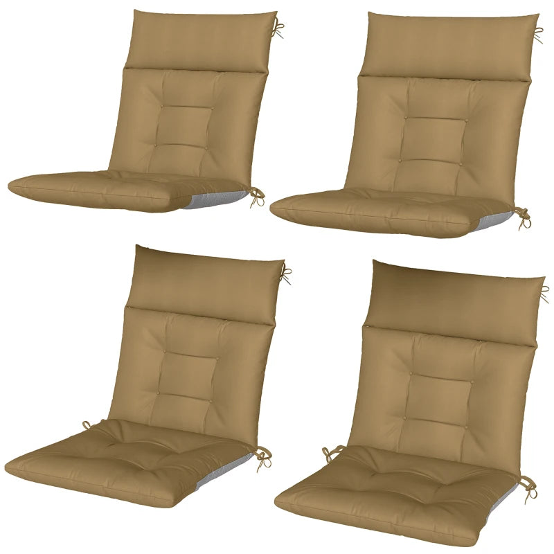 Patio Chair Cushions Set of 4, Waterproof Non-Slip Lounge Chair Cushions, 44"x21", Khaki