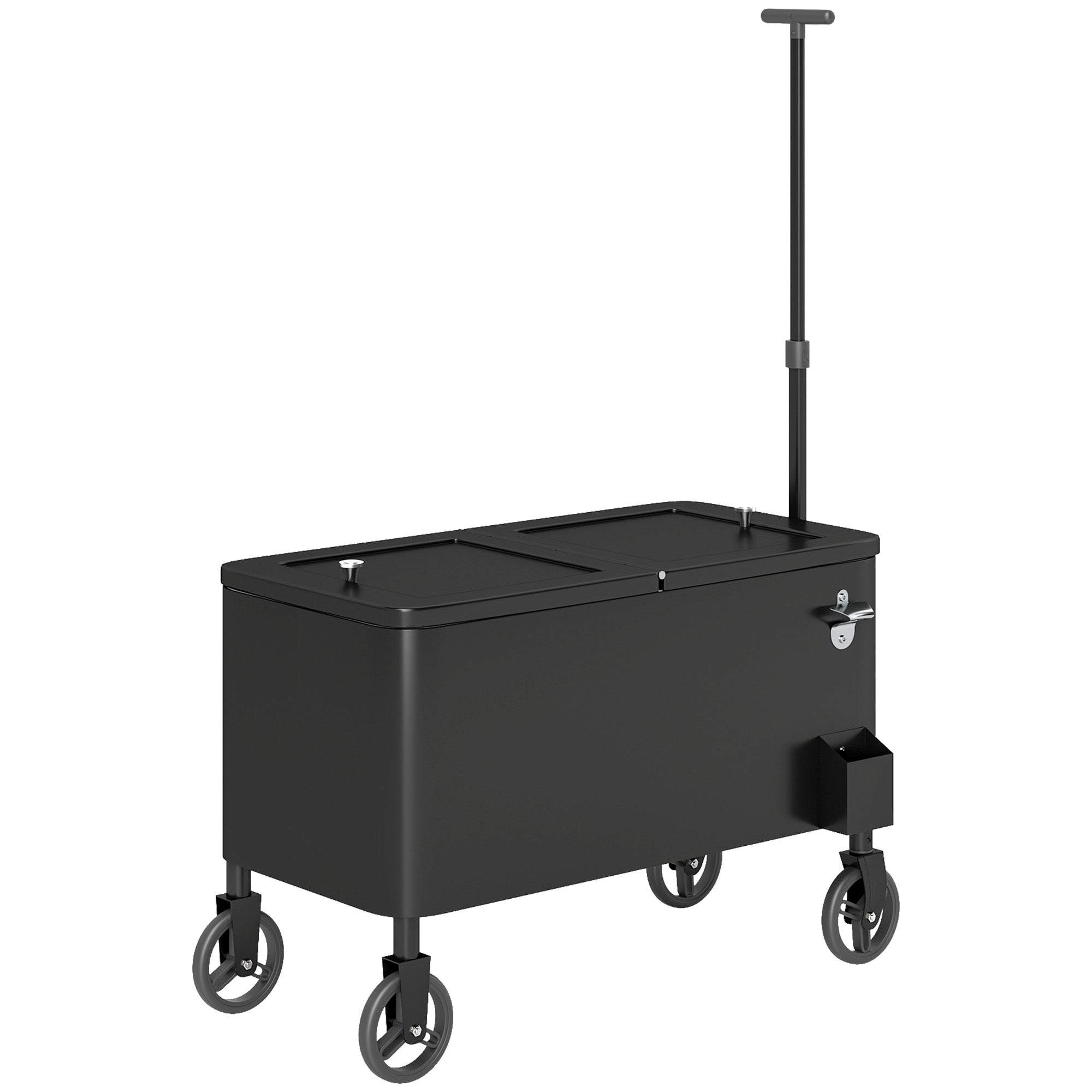 Outsunny 80-Qt Outdoor Patio Cooler Cart, Rolling Ice Chest with Adjustable Handle, Wheels, Bottle Opener, Drainage, Outdoor Beverage Cooler Bar Cart for Party BBQ Camping, Black 