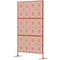 Outsunny Decorative Outdoor Privacy Panel with Stand, Freestanding Metal Outdoor Divider for Garden, Backyard, Deck, Brown