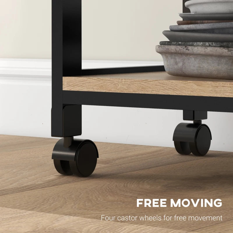 Kitchen Island Rolling Trolley Utility Serving Cart with Drawer Black