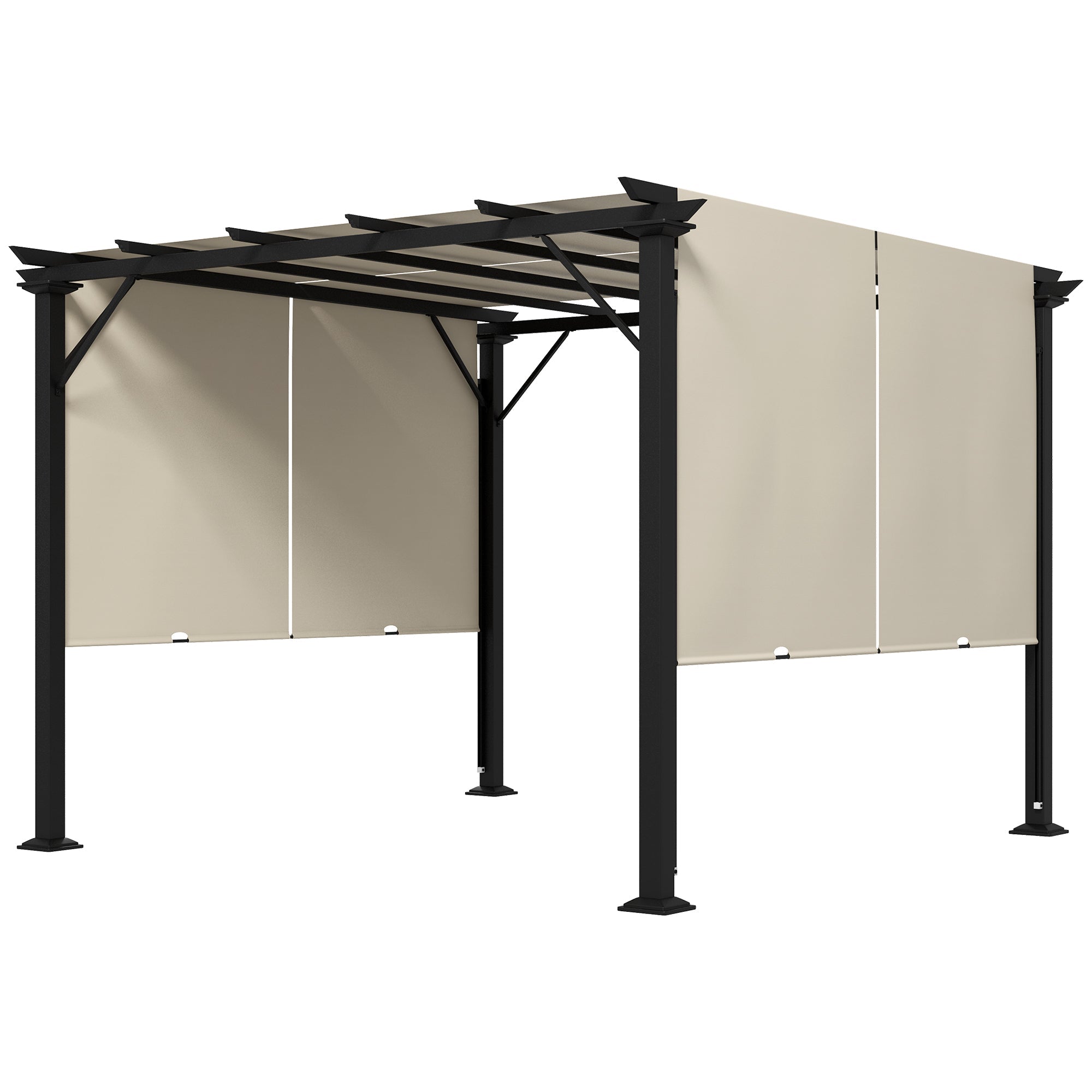Outsunny 10' x 10' Retractable Pergola Canopy for Backyard, Beige 