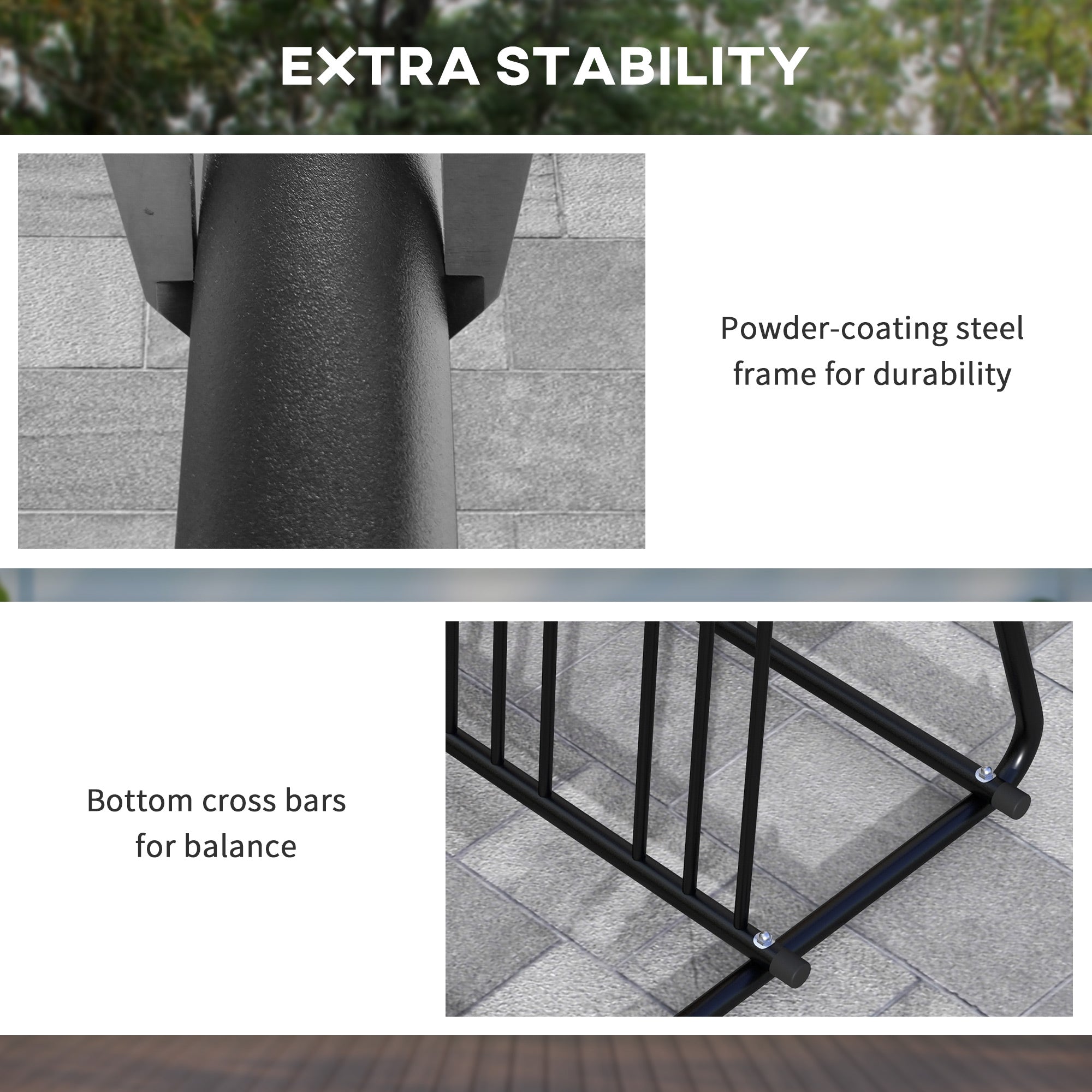 DURHAND Sturdy All-Steel 6-Bike Rack Stand, 61" Dual-Side Bike Storage for Garage, School, Yard 