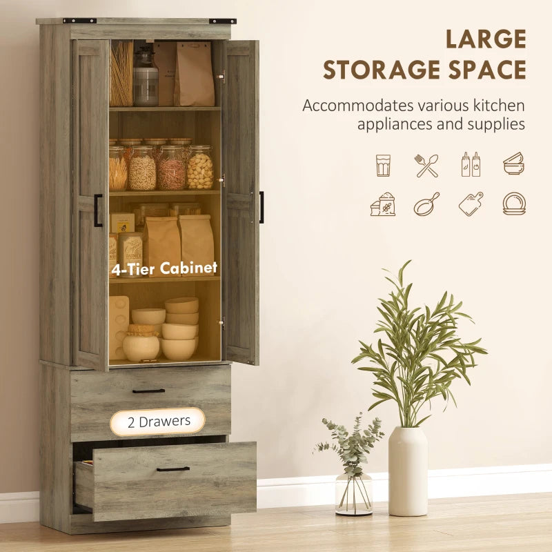 67" Tall Kitchen Pantry Storage Cabinet, Kitchen Pantry Cabinet with Doors, Drawers and Adjustable Shelves, Light Ivory