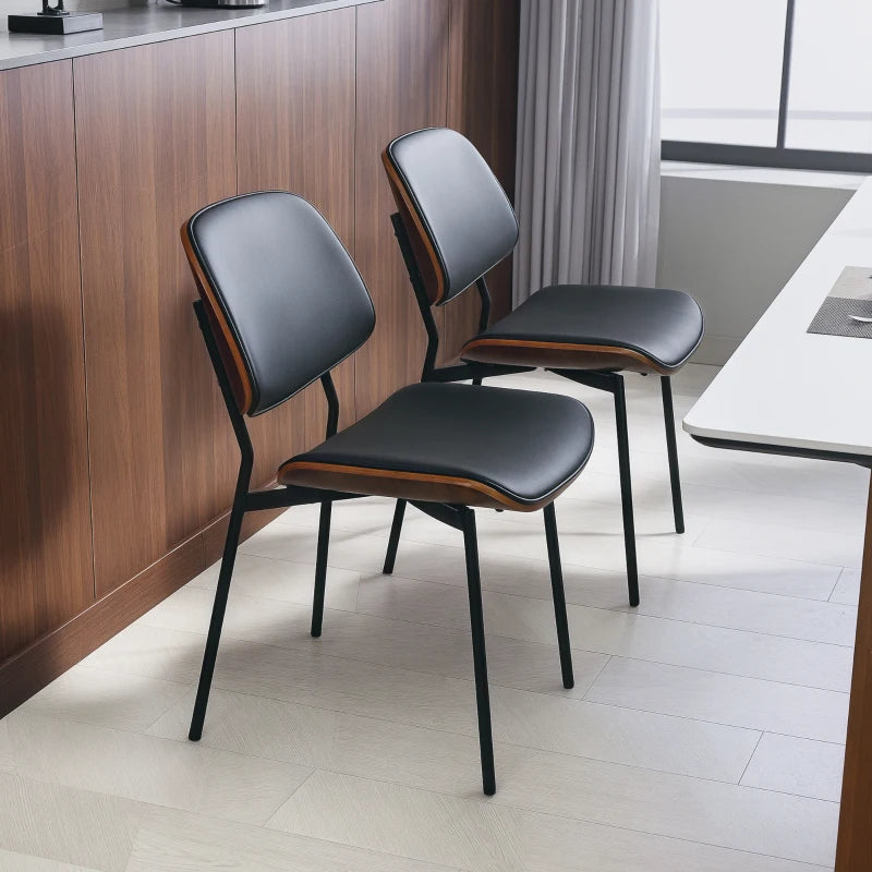 Dining Chairs Set of 2, Mid Century Modern Dining Room Chairs with Bentwood Back and Metal Legs for Kitchen Living Room