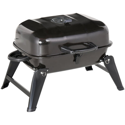 Outsunny 23" Portable Tabletop Steel Charcoal Grill Outdoor BBQ Camping Picnic Cooker Barbecue Smoker w.Air Vent Black 