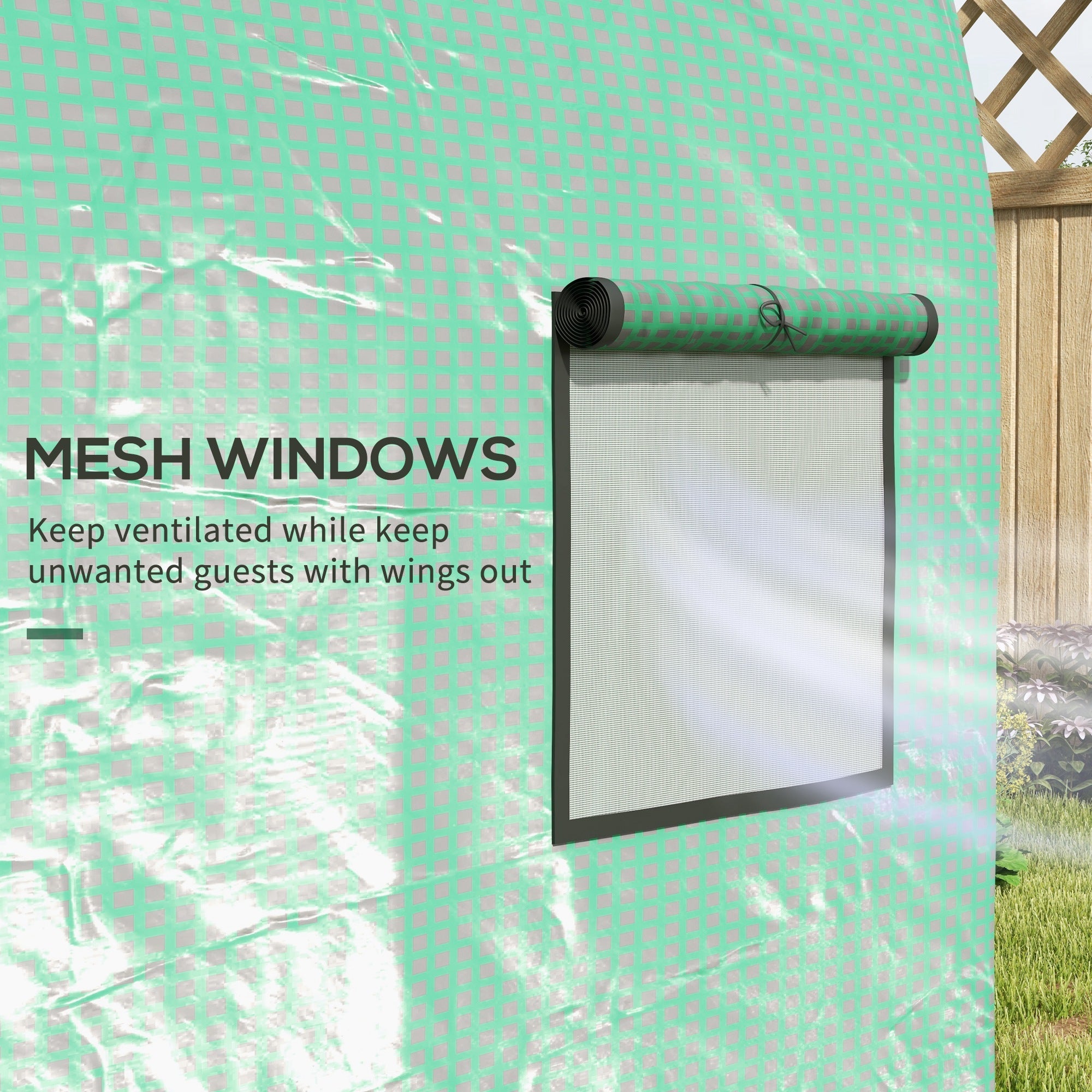 Outsunny Polytunnel Grow Haven: 6.6x10x6.6FT Walk-In Grow House with Plastic Cover, Door Mesh Window Steel Frame 