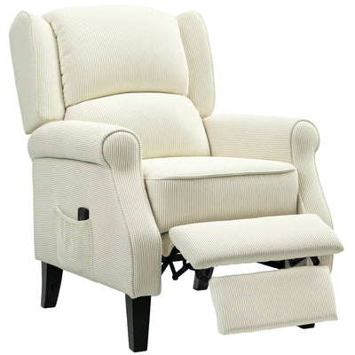 HOMCOM Push Back Recliner Chair, Vibration Massage Recliner for Living Room with Extendable Footrest, Remote, Pocket, Cream 
