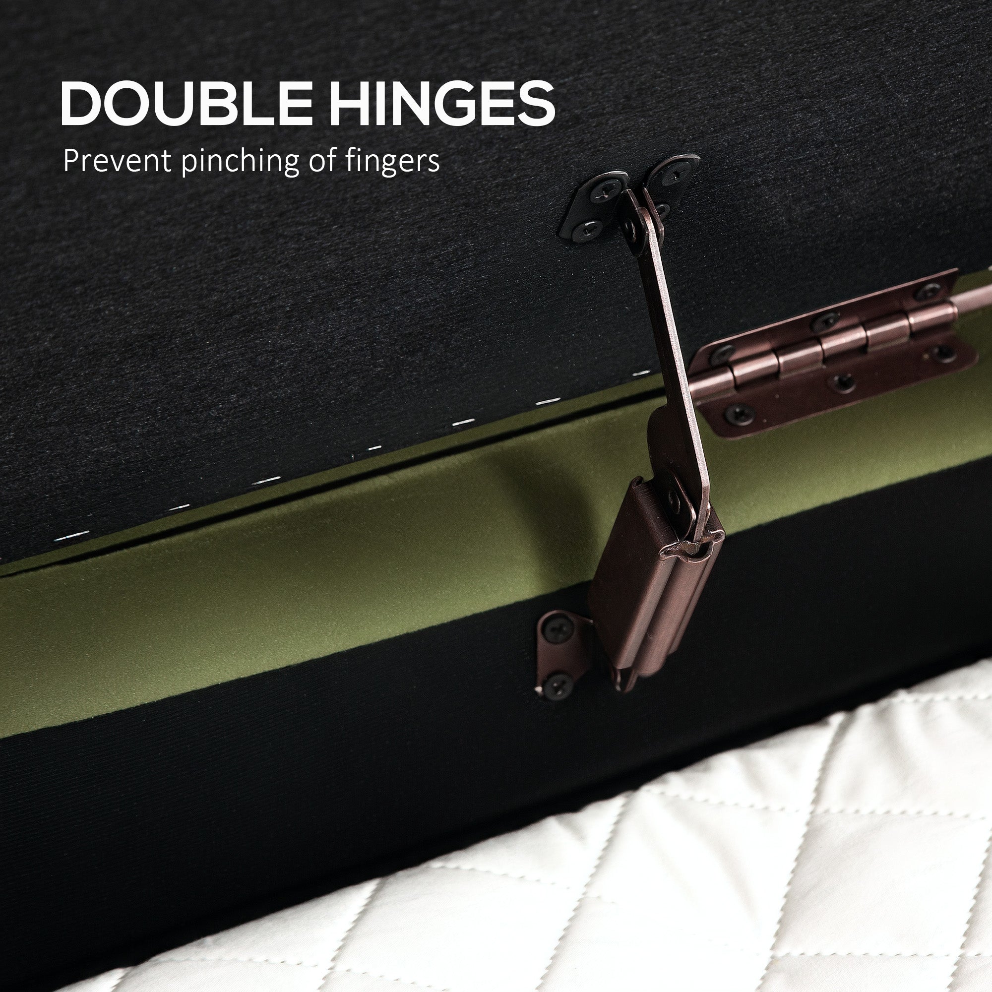 HOMCOM Upholstered Bedroom Bench, Channel Tufted Ottoman Bench with Thick Padding and Metal Legs, Dark Green 