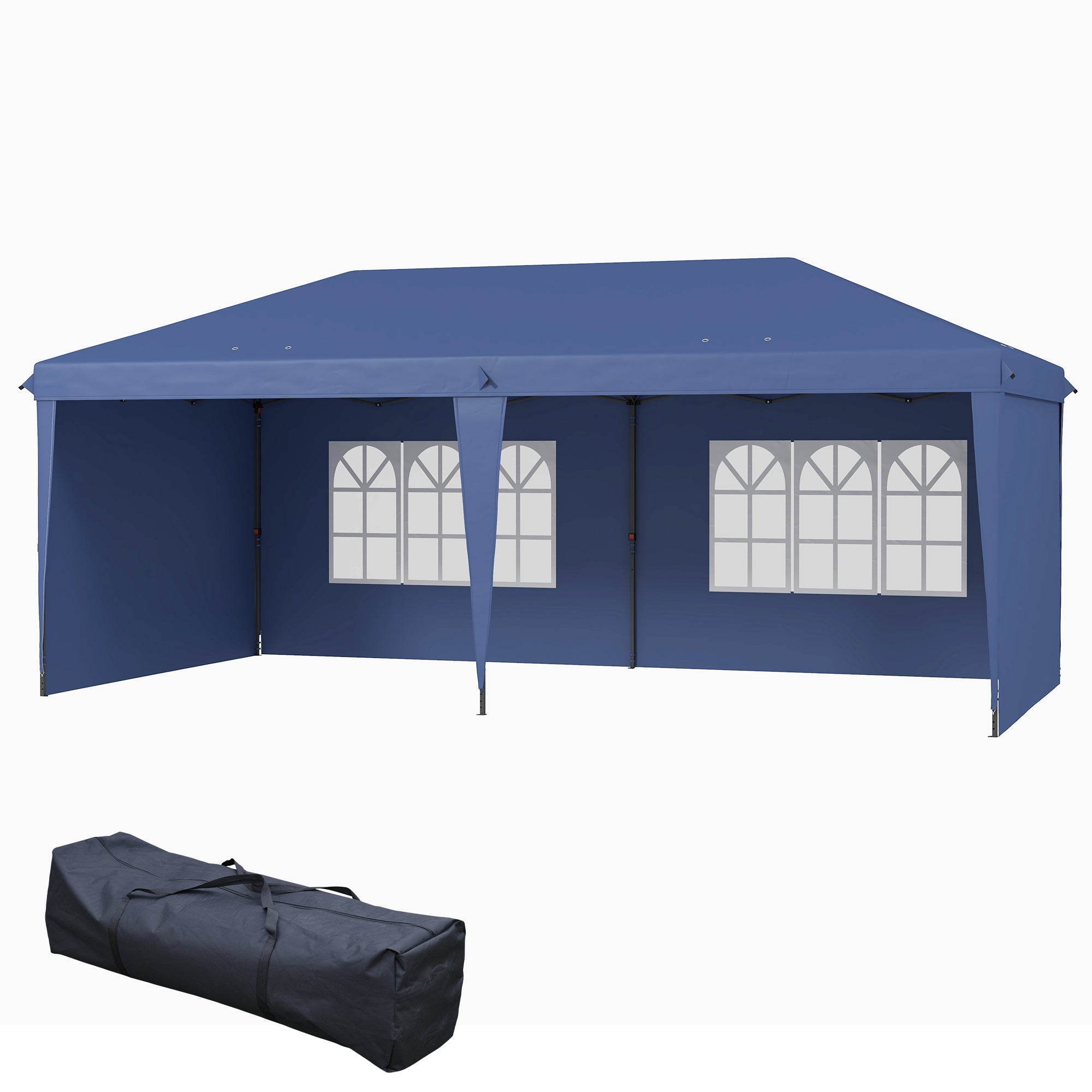 Outsunny 10' x 20' Outdoor Pop Up Canopy Tent Party Tent Instant Shelter W/ Carrying Bag, Blue 
