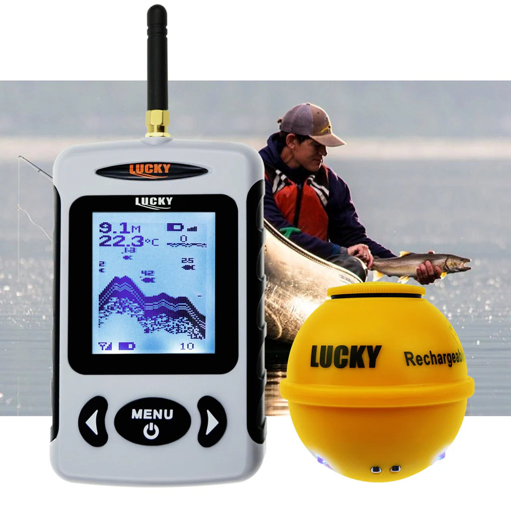FFW-718LA Wireless Fish Finder, Rechargeable Sonar Sensor, 492 ft Wireless Range, 147 ft Depth Detection with Fish Attracting Light