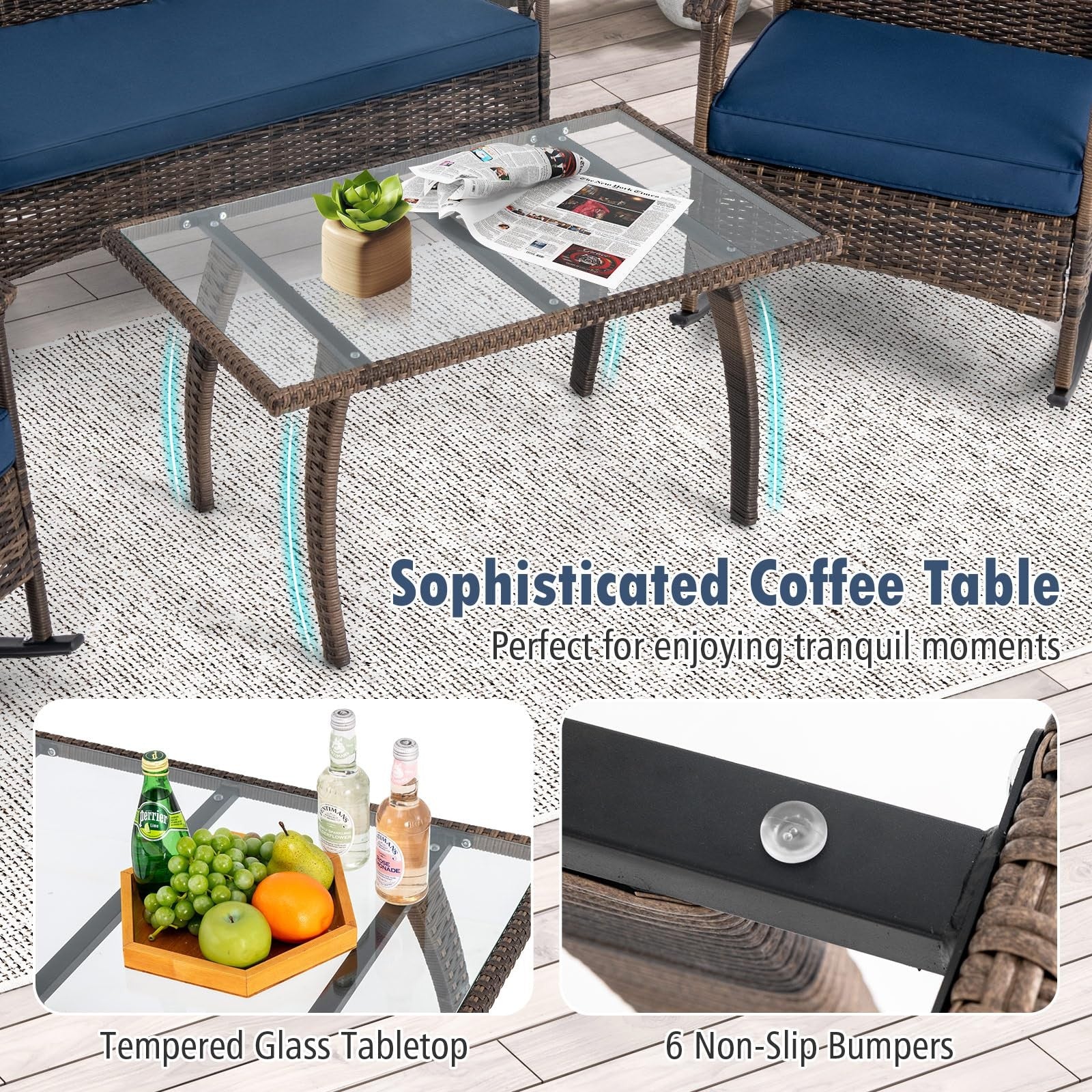 Tangkula 4-Piece Wicker Rocking Patio Set