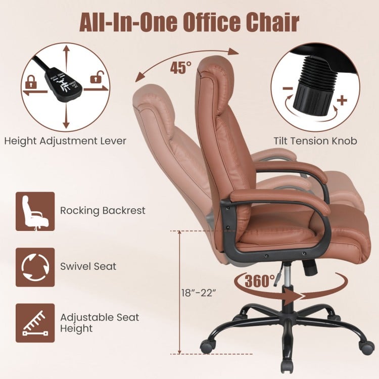 400LBS Big and Tall Chair High Back Executive Chair Ergonomic Leather Computer Chair