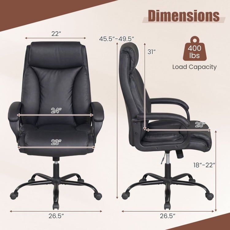 400LBS Big and Tall Chair High Back Executive Chair Ergonomic Leather Computer Chair