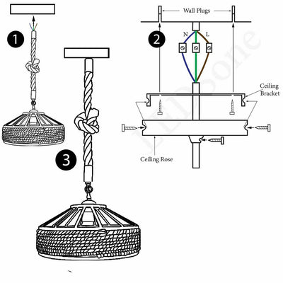 Retro Hemp Rope Pendant Lighting fixtures~1104 