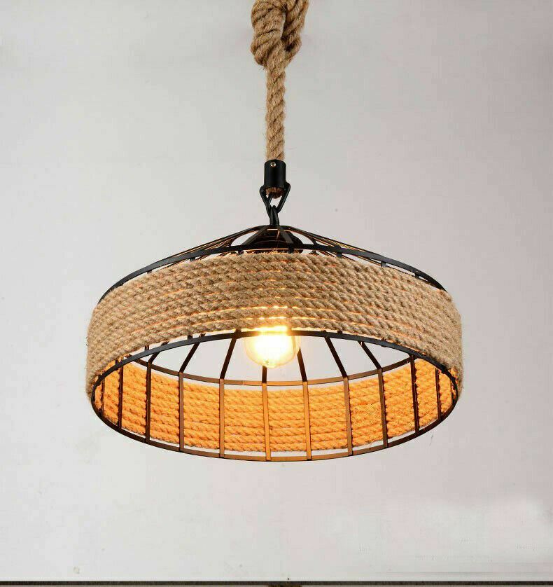 Retro Hemp Rope Pendant Lighting fixtures~1104