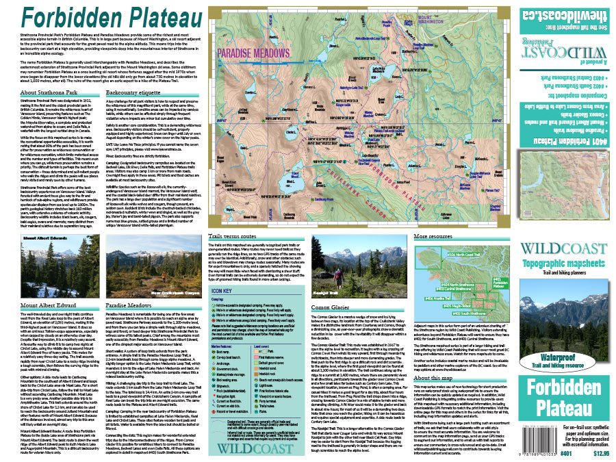401 - Forbidden Plateau / Strathcona Provincial Park Topographic Trail Map 