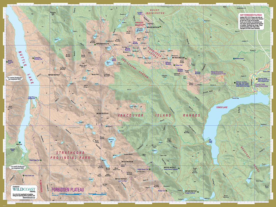 401 - Forbidden Plateau / Strathcona Provincial Park Topographic Trail Map 