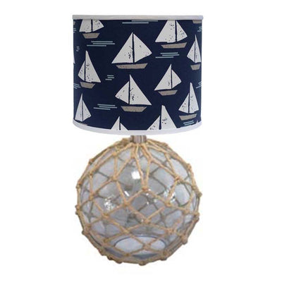 20" CLEAR Standard Table Lamp With Navy  Blue Shade 