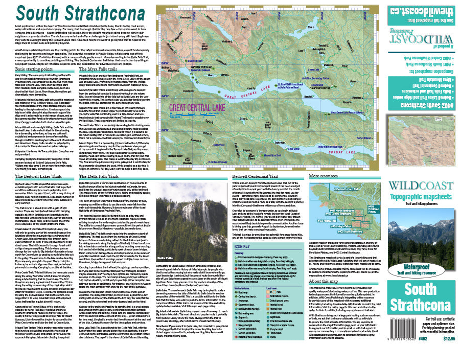 402 South Strathcona Provincial Park Topographic Trail Map 