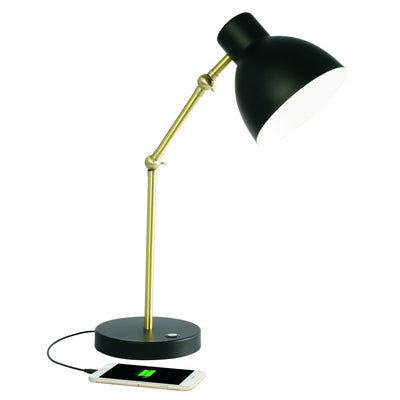 Matte Black and Gold Mod LED Adjustable Desk Lamp 