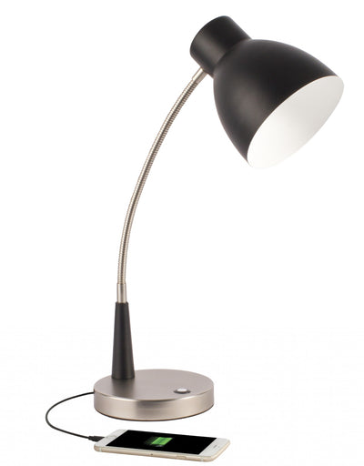 Black Matte and Silver LED Adjustable Desk Lamp 