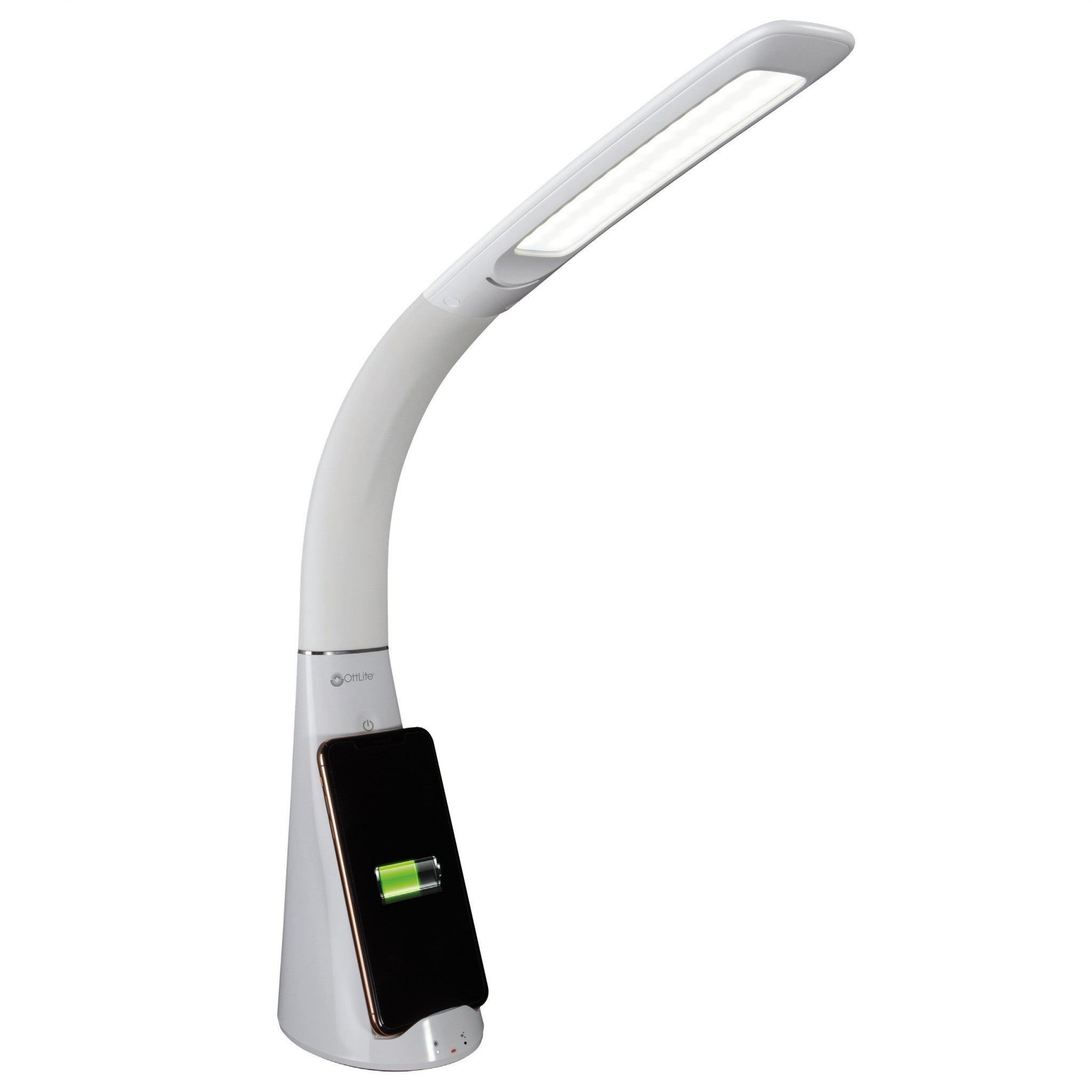 Contemporary White Sanitizing and Charging LED Desk Lamp