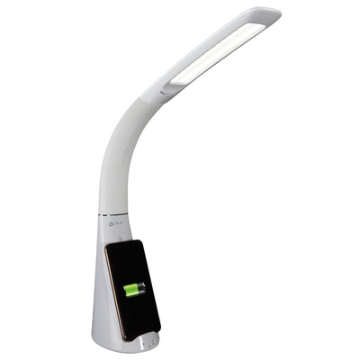 Contemporary White Sanitizing and Charging LED Desk Lamp 