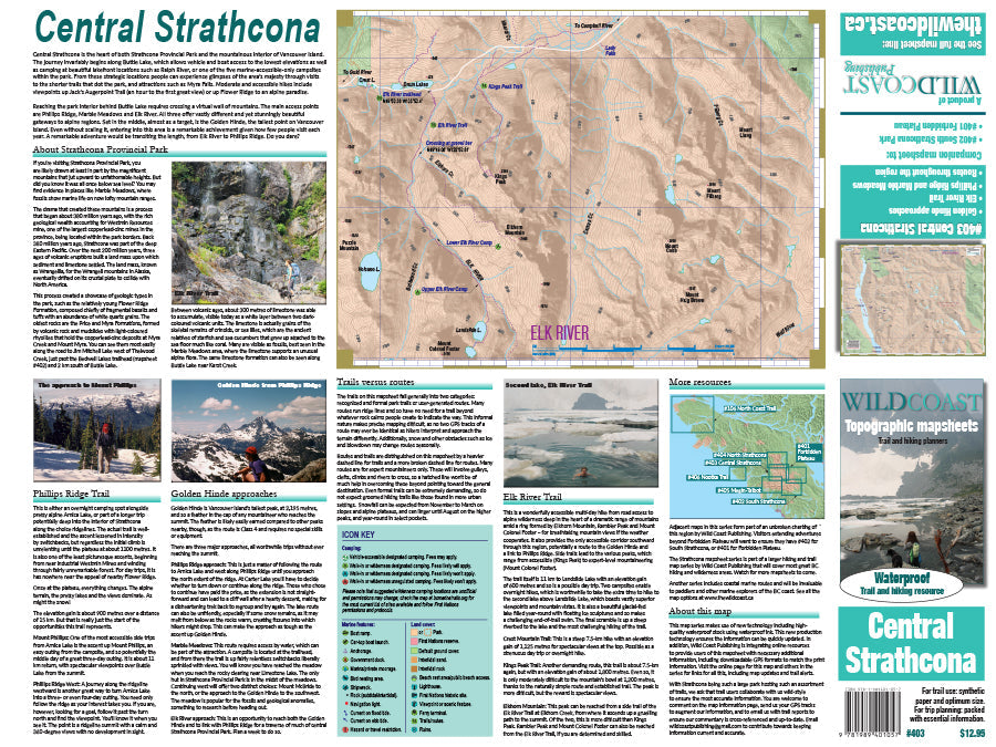 403 Central Strathcona Provincial Park Topographic Trail Map 