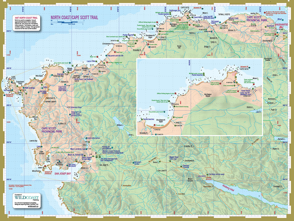 407 - North Coast Trail Topographic Trail Map 
