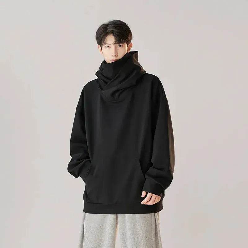 Autumn Winter Oversized Turtleneck Hoodie  Pullover for mens 