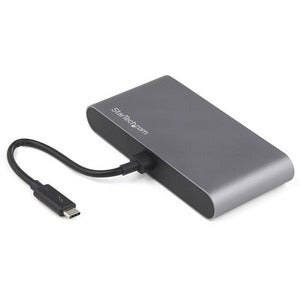 Thunderbolt 3 Mini Dock - Portable Dual Monitor TB3 Docking Station DisplayPort 4K 60Hz - 1x USB-A, GbE - 28cm (11") Cable 