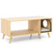 40 Inch Coffee Table Cat House 2-in-1 Wooden Kitten Furniture with Open Storage Shelf-Natural